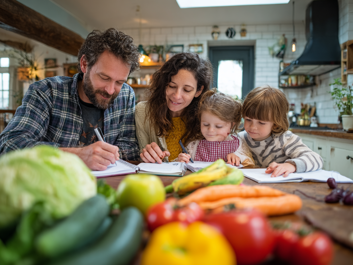 Красиво сервірований стіл з різноманітними здоровими стравами та овочами